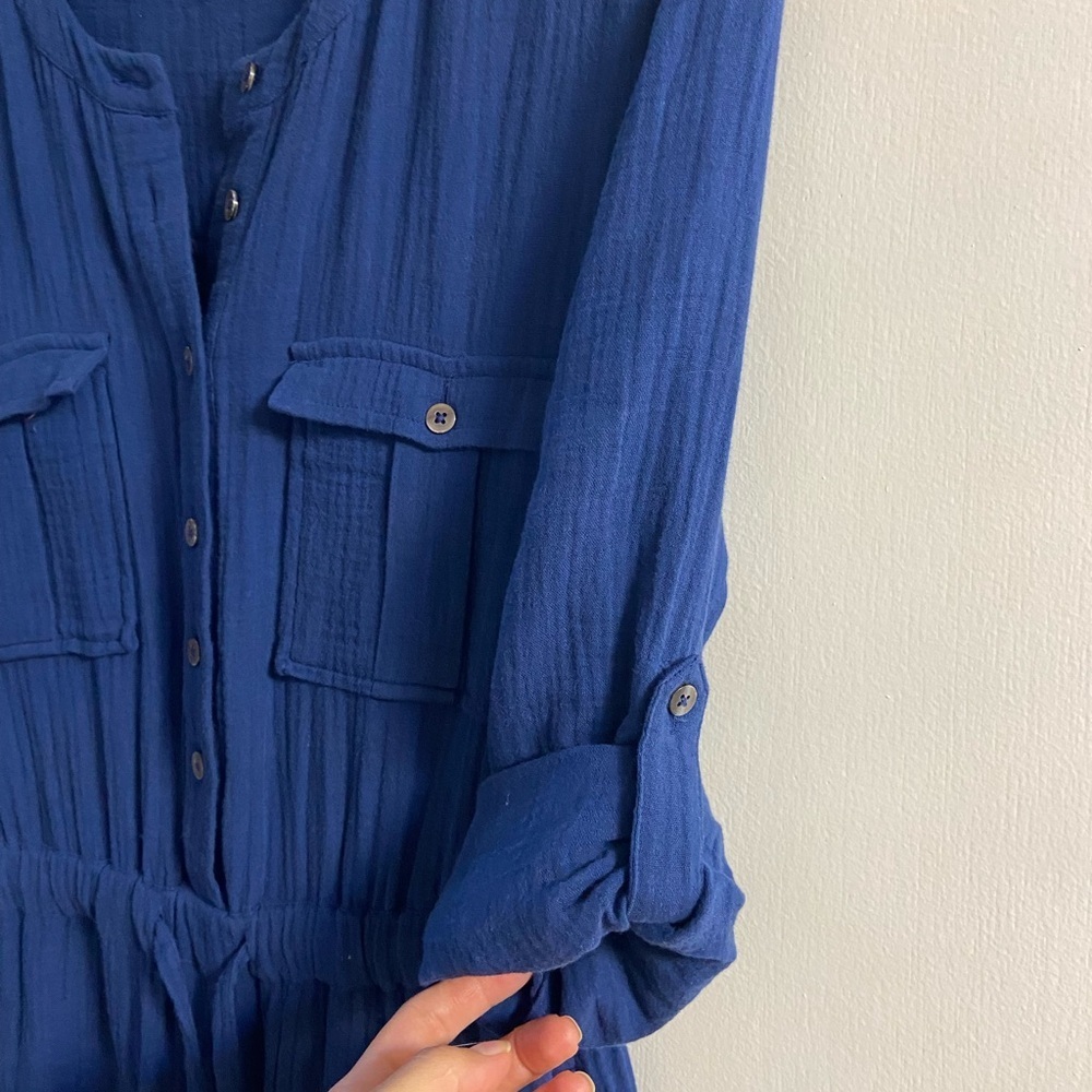 Madewell lightspun tapered leg‎ gauze navy blue jumpsuit women XS/S - Picture 8 of 10